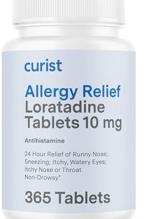 Curist Loratadine 10mg 365 Count - All Day Non Drowsy Allergy Medicine - 24 Hour Antihistamine Tablets for Runny Nose, Itchy Eyes, & Sneezing - Indoor & Outdoor Allergy Medicine for Adults