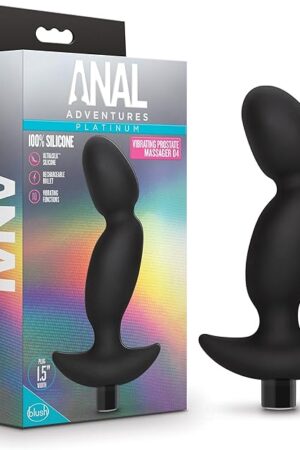 Blush Novelties Anal Adventures Platinum Silicone Vibrating Prostate Massager - 10 Powerful Vibration Modes - Base for Safety, Comfort & Wearability - Waterproof Ultrasilk Smooth Anal Plug Sex Toy