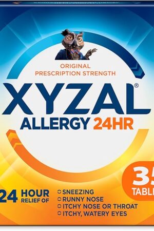 Xyzal 24 Hour Allergy Relief Medicine, Original Prescription Strength Antihistamine, Levocetirizine Dihydrochloride Tablets, 5 mg, 35 Count