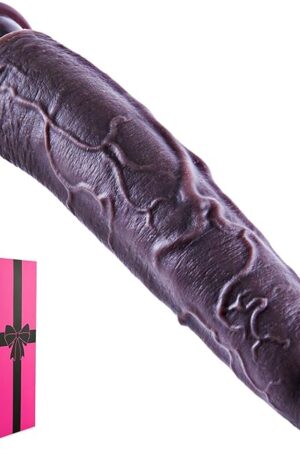 104 Inch Thick Giant Uncircumcised Black Dildo with Suction Cup, Silicone Realistic Huge Wide Lifelike Uncut Dildo with Foreskin, Long Curved Anal Dildos XL Fat Penis Shower Sex Toy for Gay Men Women