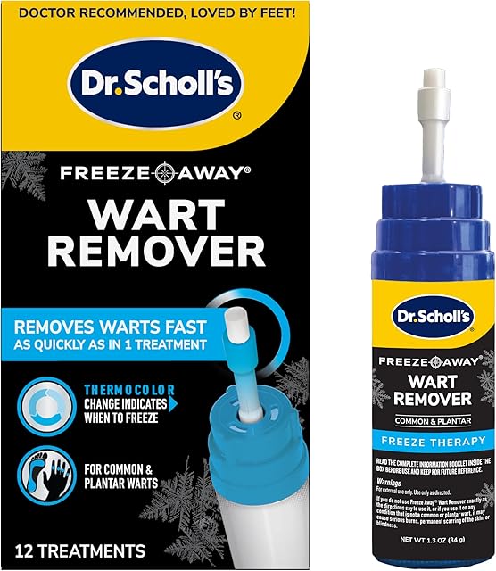 Dr Scholl's Freeze Away Wart Remover for Hands & Feet, 12 ct ? Removes Warts Fast in as Little as 1 Treatment, Fast-Acting Treatment for Common and Plantar Wart Removal, Safe to Use on Kids Ages 4+