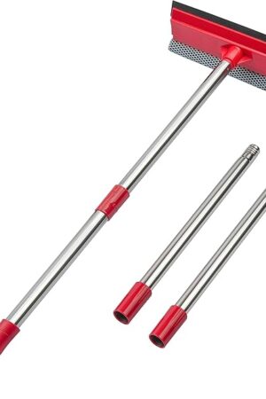 DSV Standard Window Squeegee, 2-in-1 Window Cleaner with 55" Extension Poles, Window Washing Kit, Glass Door Cleaner, Multi-Use Car Windshield Cleaning Tool with Long Handle for High Outdoor Windows