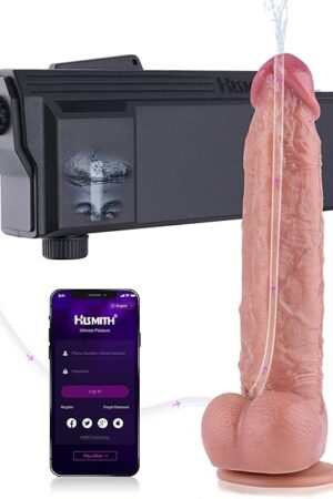 Hismith 10.2" Realistic Squirting Dildo with Automatic Lube Launcher, Lubricant Applicator Compatible with Sex Machines with App Control, Lube Launching Repeater and Silicone Dildo for Lubrication