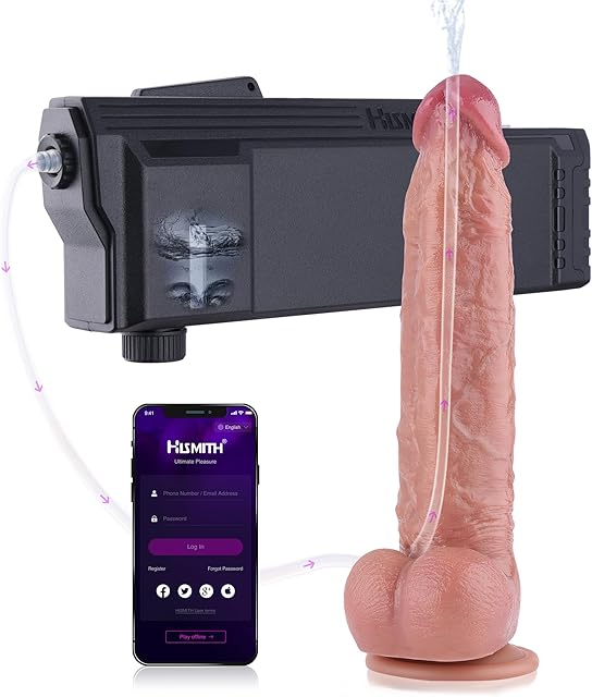 Hismith 10.2" Realistic Squirting Dildo with Automatic Lube Launcher, Lubricant Applicator Compatible with Sex Machines with App Control, Lube Launching Repeater and Silicone Dildo for Lubrication