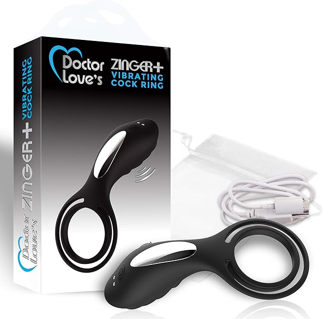 Doctor Love's SL-V5-1 Zinger+ Rechargeable Vibrating Cock Ring Vibrating, Black