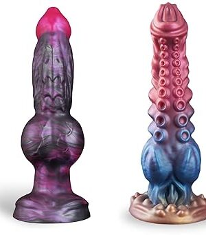 9.7" Monster Dildo and 9.45" Knotted Dog Dildo Fantasy Sex Toys for Men Women