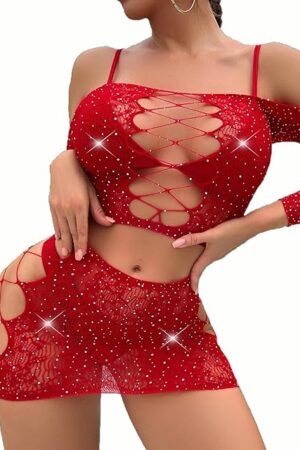 Women Sexy Fishnet Lingeries Mesh Two Piece Lingerie Set Free Size Bra and Panty Sets Exotic Stripper Outfit