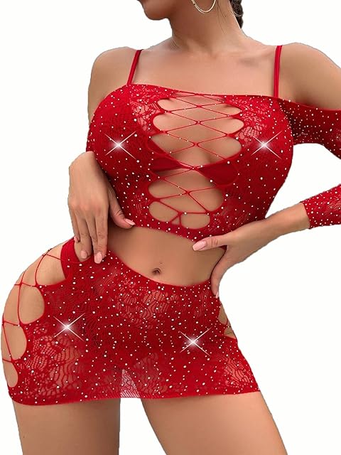Women Sexy Fishnet Lingeries Mesh Two Piece Lingerie Set Free Size Bra and Panty Sets Exotic Stripper Outfit