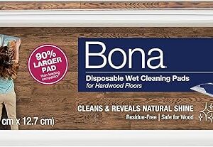 Bona Hardwood Floor Disposable Wet Cleaning Pads - 12 cleaning pads per pack - unscented - Use with Bona Mops - Residue-Free Floor Cleaning Solution for Wood Floors