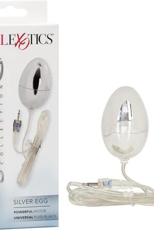 CalExotics Sterling Collection - Wired Bullet Egg Vibrator - Sex Toys for Couples, Adult Vibe Massager - Silver