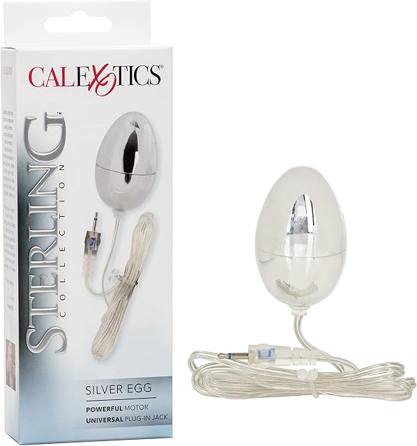 CalExotics Sterling Collection - Wired Bullet Egg Vibrator - Sex Toys for Couples, Adult Vibe Massager - Silver