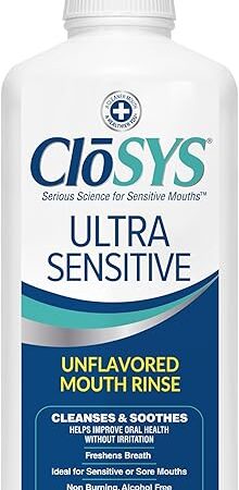 CloSYS Ultra Sensitive Mouthwash, Unflavored Alcohol Free, Dye Free, pH Balanced, Helps Soothe Entire Mouth ? 32 Oz