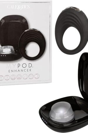 CalExotics My Pod Enhancer, Rechargeable Vibrating Cock Ring Vibrator with Storage Case Black SE-0036-20-3