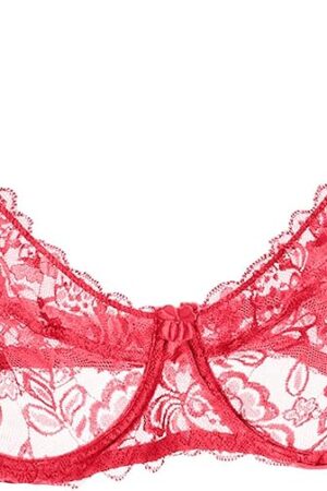 Women's Sexy Lace Mesh Bra With Exquisite Embroidery - Sheer Balconette See-Through Bralette Unlined Underwire S-XL