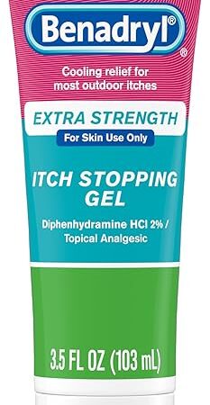 Benadryl Extra Strength Anti Itch Relief Gel, 2% Diphenhydramine HCl, Relief from Insect Bites, Sunburn & More, Great for Camping Essentials, 35 fl oz