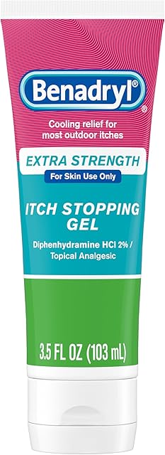 Benadryl Extra Strength Anti Itch Relief Gel, 2% Diphenhydramine HCl, Relief from Insect Bites, Sunburn & More, Great for Camping Essentials, 35 fl oz