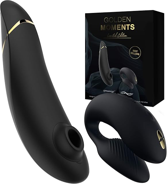 Womanizer Golden Moments Sex Toy Vibrator Kit | Adult Sex Toys for Couples Clit Sucker Set | Clitoral Stimulator & C-Shape Vibrator | Remote Control Clitoris Massager for her | Erotic Gifts for Women