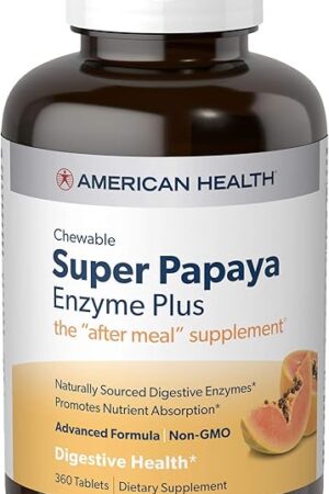 American Health, Super Papaya Enzyme Plus Chewable Tablets, 360 Count