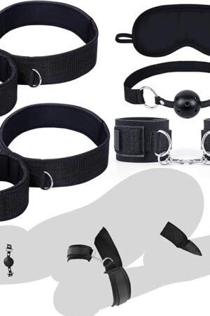 BDSM Bondage Restraints Couples Sex Toys, Sex Toys Wrist to Thigh Ankle Cuffs BDSM Kit Removable, BDSM Toys Ball Gag Blindfold Sex Restraints, Adult Sex Toy for Women Couple