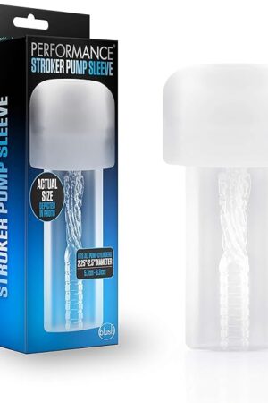 Blush Performance Stroker Penis Pump Sleeve 6.5" - Ribbed Texture for Extra Sensation, Universal Fit 2"-3.25" Wide Cylinders, Use as Stroker Or with Pump, Male Enhancement Sex Toy Accessory - (Clear)