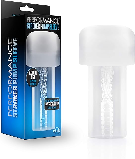 Blush Performance Stroker Penis Pump Sleeve 6.5" - Ribbed Texture for Extra Sensation, Universal Fit 2"-3.25" Wide Cylinders, Use as Stroker Or with Pump, Male Enhancement Sex Toy Accessory - (Clear)