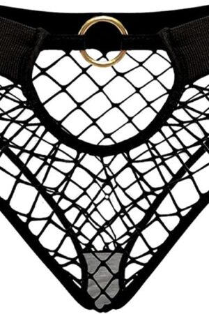Women's Seamless Hollow Out Fishnet Panties Mid Waist Sexy Breathable Underwear With Snap Lingerie Chemise for