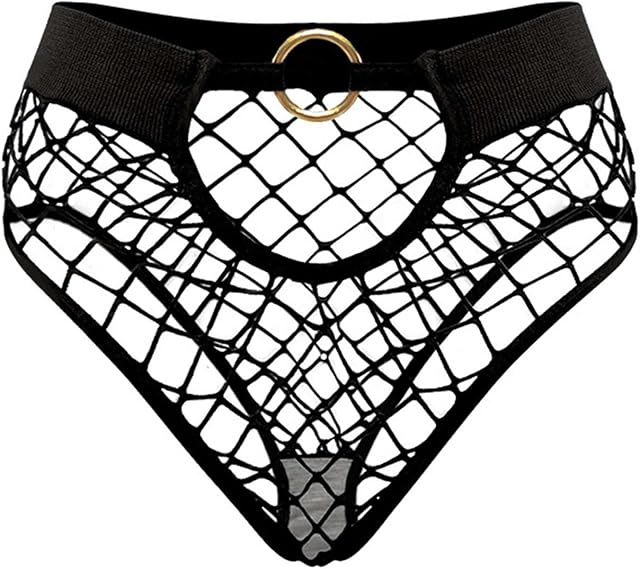 Women's Seamless Hollow Out Fishnet Panties Mid Waist Sexy Breathable Underwear With Snap Lingerie Chemise for
