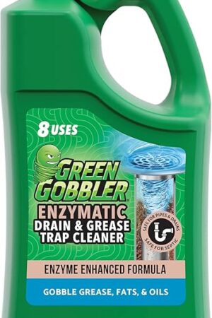 Green Gobbler Enzyme Drain Cleaner | Controls Foul Odors & Breaks Down Grease, Paper, Fat & Oil in Sewer Lines, Septic Tanks & Grease Traps | 1 Gallon