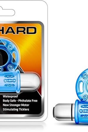Blush Stay Hard Bull Ring 3-in-1 Vibrating Penis Ring, Partner's Clitoral Stimulator, 10 Powerful Vibes, IPX7, TPE Soft Stretchy Cock Ring - Love Enhancer Adult Sex Toy for Men & Couples Play - (Blue)
