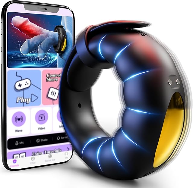 Vibrating Cock Ring Sex Toys - Powerful Penis Ring Vibrator with 10 Vibrations & Adjustable Buckle, App Control Male Sex Toy Cockring for Erections, Adult Sex Toys & Games for Men Women Couples