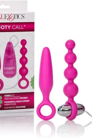CalExotics Booty Call Vibro Kit - Vibrating Bullet Anal Pleasure Beads - Vibe Egg Anal Probe Adult Sex Toy - Pink