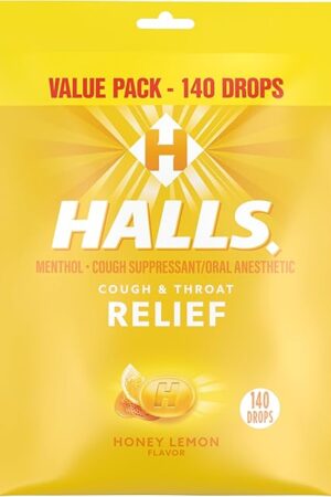 Halls Relief Honey Lemon Cough Drops, Value Pack, 140 Drops