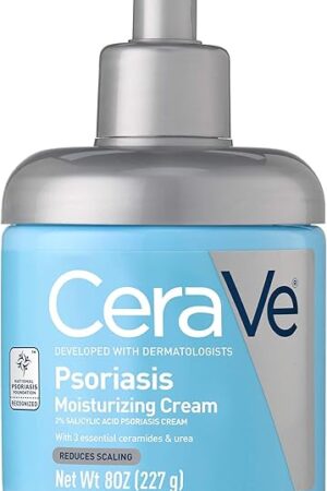 CeraVe Moisturizing Cream for Psoriasis Treatment, With Salicylic Acid for Dry Skin Itch Relief & Urea for Moisturizing, Fragrance Free & Allergy Tested, 8 Oz