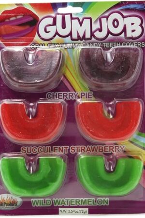 Gum Job Oral Sex Gummy Teeth Covers, Purple/Red/Green, Cherry Pie/Succulent Strawberry/Wild Watermelon, 25 Ounce
