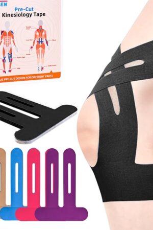 IEADEN Precut Kinesiology Tape for Knees, 10 Pcs - Knee Support & Stability, Knee Pain Relief Athletic Tape - Waterproof & Elastic, Breathable Hypoallergenic Latex-Free Tape, Black