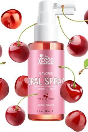 XESSO Flavored Oral Spray w/Fresh Cherry Scent 2 fl oz, Deep Throat Relaxing for Women and Men, Reduces Gag Reflex, Throat and Mouth Mist for Oral Pleasure, Made in USA, Package May Vary