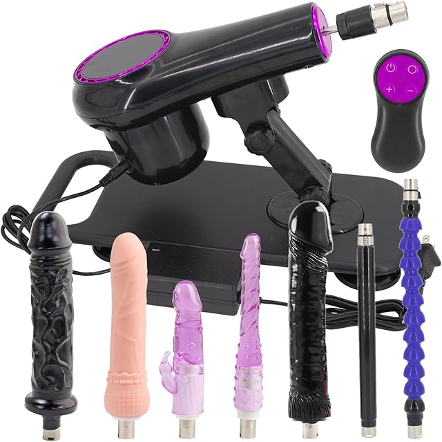 FREDORCH Mini Sex Machine Wireless Telescopic Linear Actuator Thrusting Machines with Realistic Big Dildos for Women Adjustable Pumping Gun with 7 Attachments 3XLR Connector