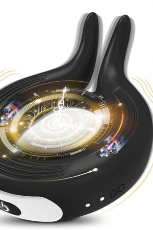 Vibrating Penis Ring for Male,Pleasure Cock Ring Vibrator,Silicone Stretchy Cockrings for Erection Stimulating with 10 Vibration Modes,Adult Sex Toys & Games for Men Erection Sex,Rabbit Design