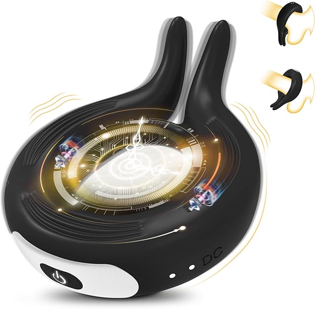 Vibrating Penis Ring for Male,Pleasure Cock Ring Vibrator,Silicone Stretchy Cockrings for Erection Stimulating with 10 Vibration Modes,Adult Sex Toys & Games for Men Erection Sex,Rabbit Design