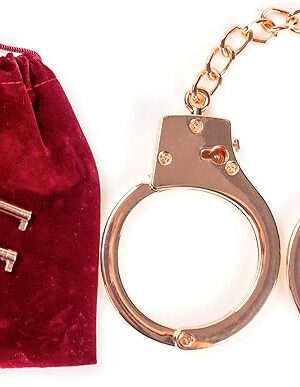 HISET Metal Handcuffs with Two Skull Keys - Prop Toy Handcuffs (Rose Gold)