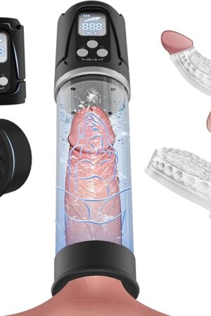 Electric Penis Pump, Male Enlargement Pump with 4 Training Pressure & 3 Suction Modes, Penis Enlarger for Enhanced Erections, Waterproof Dick Pump Adjustable Vagina Simulator