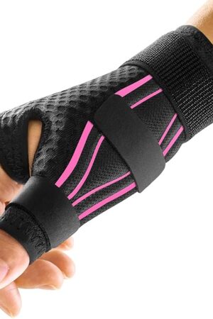 FREETOO Ergonomical Thumb Brace Right Hand or Left Hand for Arthritis Pain and Support, Thumb Splint for Trigger Thumb, Thumb Support for De Quervains Tenosynovitis, CMC Pain Relief (S/M Pink/Black)