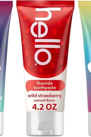 hello Kids Fluoride Toothpaste Variety Pack, Includes a Strawberry, Unicorn Bubble Gum, and Blue Raspberry Toothpaste, Safe for Ages 2 and Up, 3 Pack, 42 Oz Each