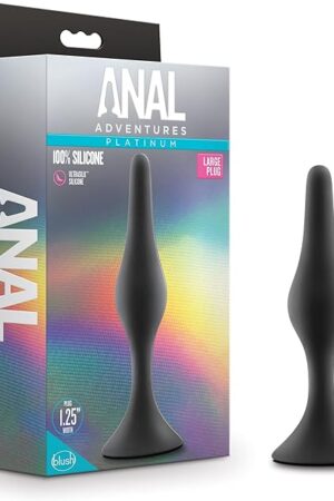 Blush Novelties Anal Adventures Platinum Silicone Plug - Tapered Design for Comfortable Anal Training ButtPlug with Safety Base for Easy Removal & Long-Term Wear - Sex Toys for Couples & Solo Play