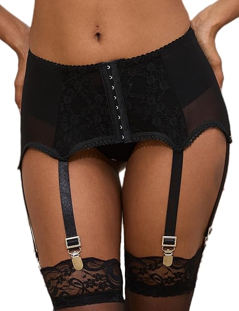 Garter Belt Lace Sexy Garter Belts for Thigh Highs Garter Belt with 6 Metal Clip Plus Size Garter Lingerie for Women
