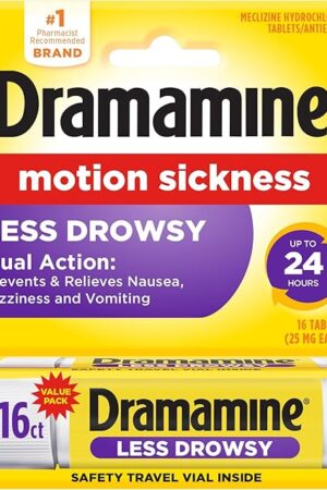 Dramamine Motion Sickness Relief - All Day Less Drowsy, 16 Count