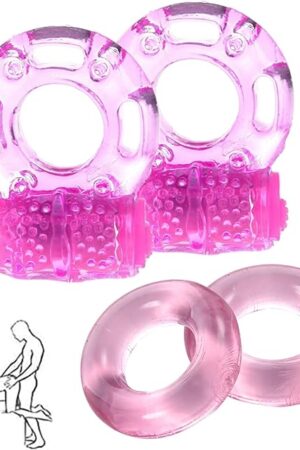 Vibrating Cock Ring Penis Ring Vibrator Clitoral Stimulator Penis Erect Erection Enhance Sex Product Adult Male Sex Toy for Longer Harder Stronger (Pink)