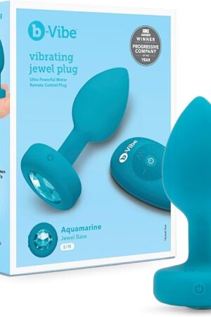 B-Vibe Vibrating Anal Jewel - Remote Control Anal Plug Vibrator, Butt Plug and Sex Toys for Adults - Aquamarine S/M
