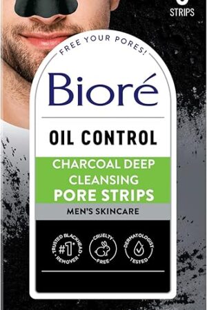 Bior? Charcoal Deep Cleansing Pore Strips for Men, Nose Strips for Blackhead Removal on Oily Skin, Features C-Bond Technology with Instant Pore Unclogging, 6 Count