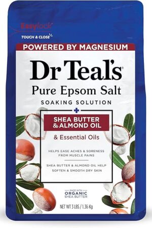 Dr Teal's Epsom Salt Magnesium Soak, Soften & Moisturize with Shea Butter & Almond Oil, 3 lbs